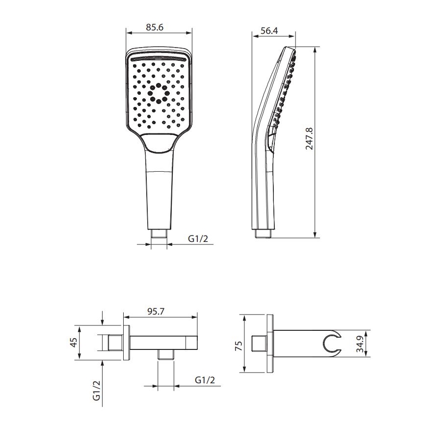 Cersanit S951-513 - Set da doccia LARGA nero