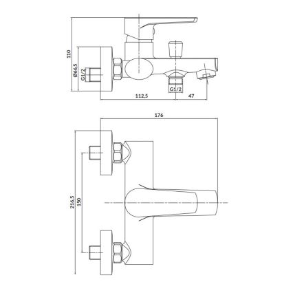Cersanit S951-559 - Rubinetto vasca da bagno MODUO nero
