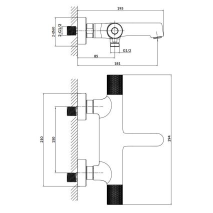 Cersanit S951-569 - Termostatico rubinetto bagno ZEN nero