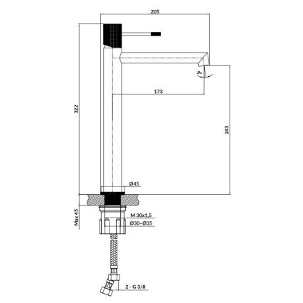 Cersanit S951-592 - Rubinetto del lavandino ZEN 32,2 cm cromo lucido