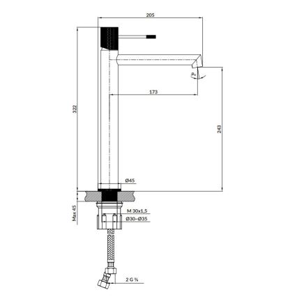 Cersanit S951-596 - Rubinetto del lavandino ZEN 32,2 cm nero