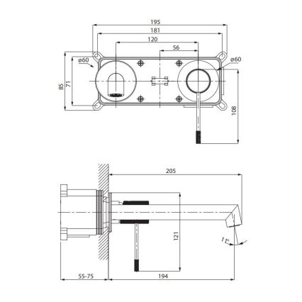 Cersanit S951-597 - Rubinetto per lavabo da incasso ZEN nero