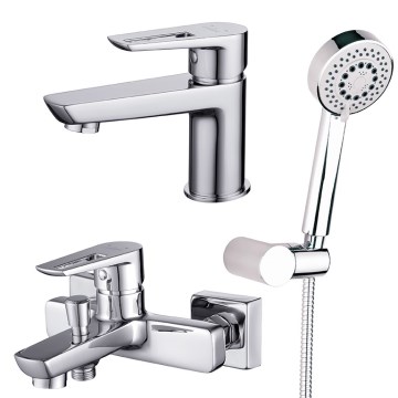 Cersanit S952-003 -Set da bagno con rubinetto + rubinetto per lavabo MILLE cromo lucido