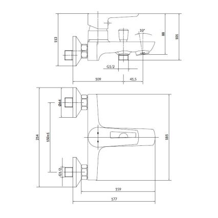 Cersanit S952-003 -Set da bagno con rubinetto + rubinetto per lavabo MILLE cromo lucido