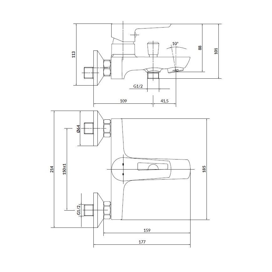 Cersanit S952-003 -Set da bagno con rubinetto + rubinetto per lavabo MILLE cromo lucido
