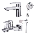 Cersanit S952-003 - Set vasca con miscelatore + miscelatore lavabo MILLE cromo lucido