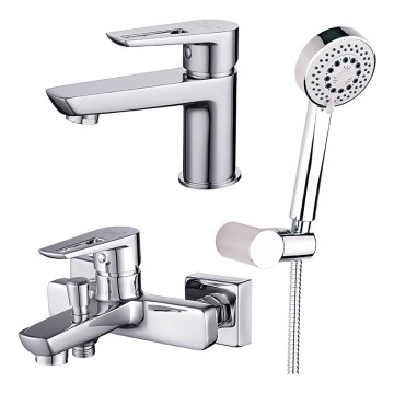 Cersanit S952-003 - Set vasca con miscelatore + miscelatore lavabo MILLE cromo lucido