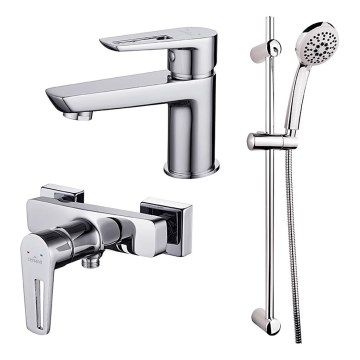 Cersanit S952-004 - Set doccia con miscelatore + miscelatore lavabo MILLE cromo lucido