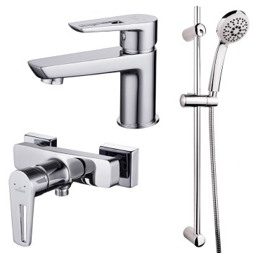 Cersanit S952-004-Set doccia con rubinetto + rubinetto per lavabo MILLE cromo lucido
