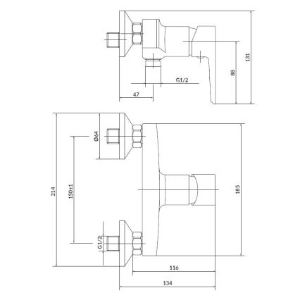 Cersanit S952-004-Set doccia con rubinetto + rubinetto per lavabo MILLE cromo lucido