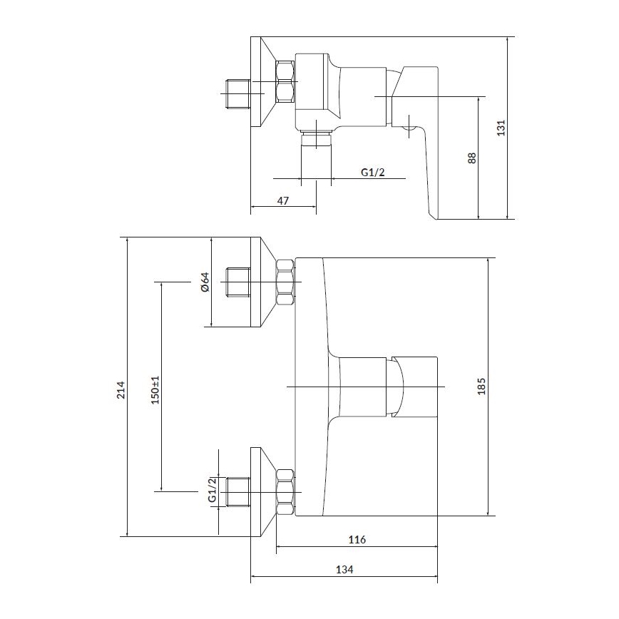 Cersanit S952-004-Set doccia con rubinetto + rubinetto per lavabo MILLE cromo lucido