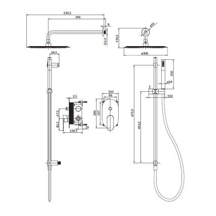 Cersanit S952-008 - Set doccia con rubinetto a incasso CREA cromo lucido