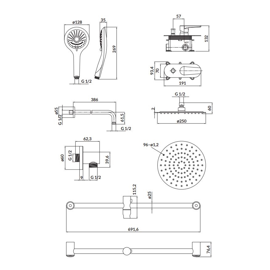 Cersanit S952-011 - Set doccia con miscelatore incasso MODUO cromo lucido