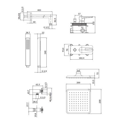 Cersanit S952-012 - Set doccia con miscelatore incasso MILLE cromo lucido