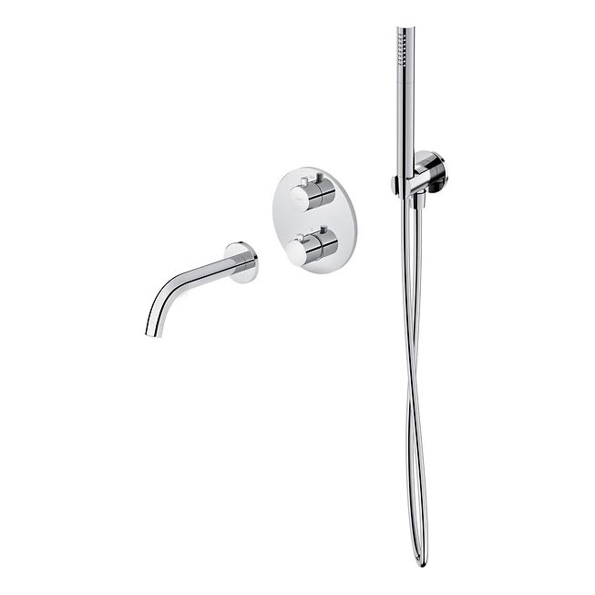 Cersanit S952-034 - Set da bagno con rubinetto termostatico da incasso ZEN cromo lucido