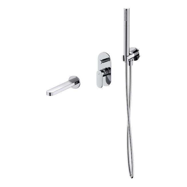 Cersanit S952-035 - Set da bagno con rubinetto a scomparsa CREA cromo lucido