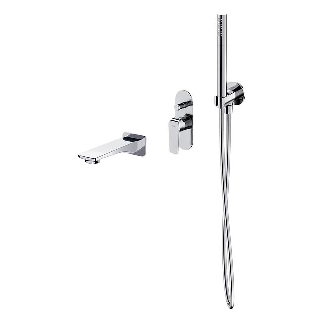 Cersanit S952-036 - Set da bagno con rubinetto a scomparsa CITY cromo lucido