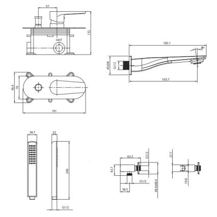 Cersanit S952-036 - Set da bagno con rubinetto a scomparsa CITY cromo lucido