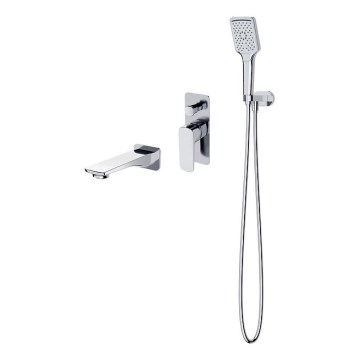 Cersanit S952-039 - Set da bagno con rubinetto a scomparsa LARGA cromo lucido