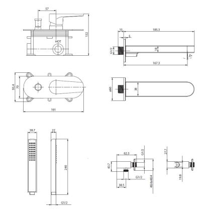 Cersanit S952-040 - Set vasca con miscelatore incasso MODUO cromo lucido