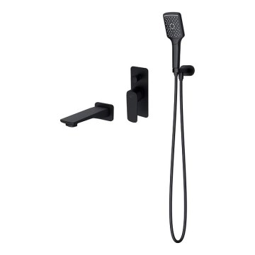 Cersanit S952-044 - Set da bagno con rubinetto a scomparsa LARGA nero