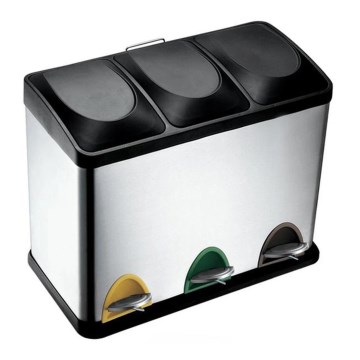 Cestino per raccolta differenziata 24 l, nero/acciaio inox