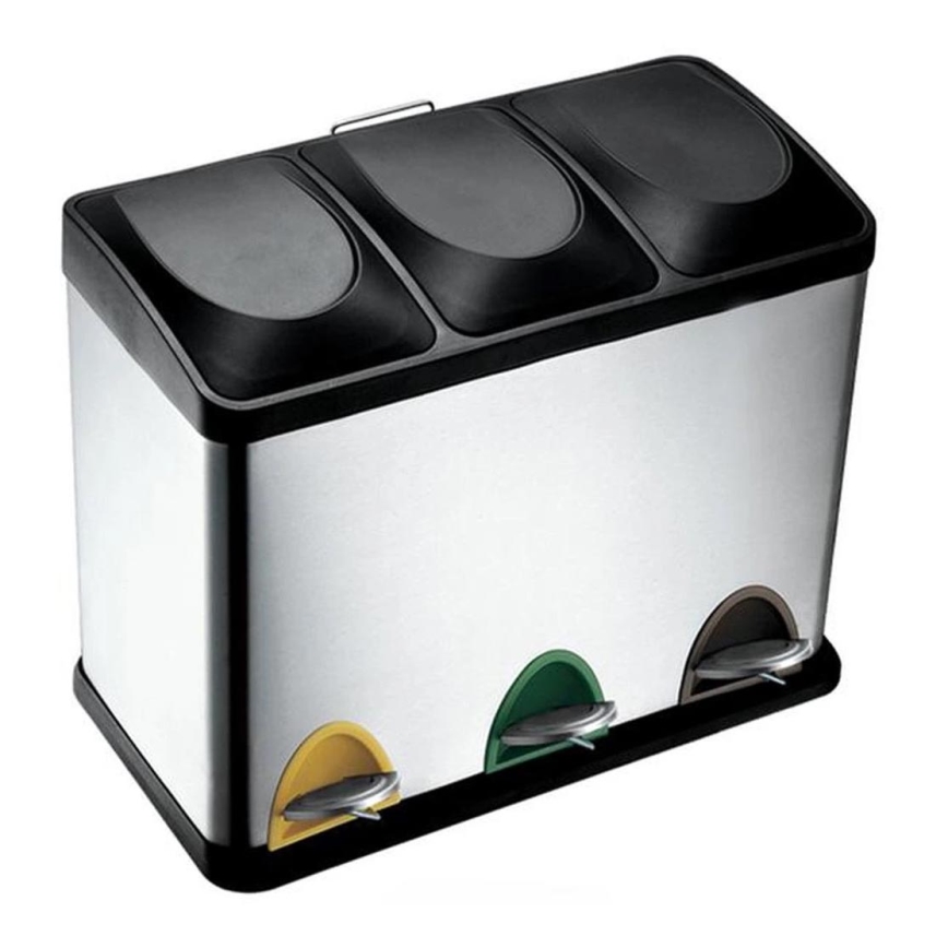 Cestino per raccolta differenziata 24 l, nero/acciaio inox