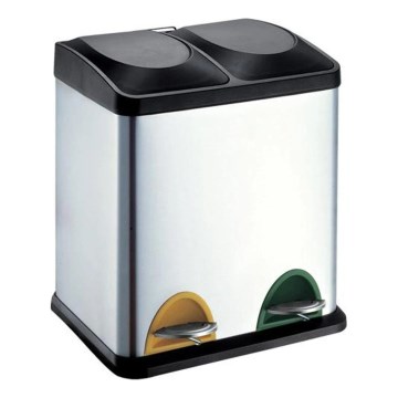 Cestino per rifiuti differenziati 30 l nero/acciaio inox