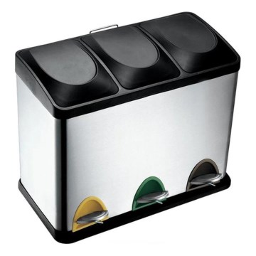Cestino per rifiuti differenziati 45 l nero/acciaio inox