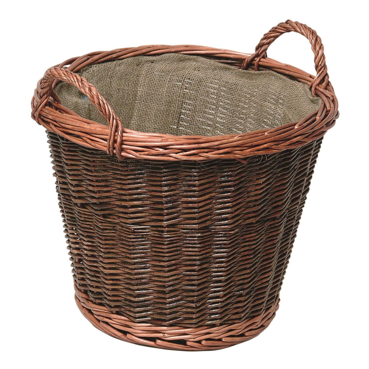 Cesto PortaLegna In Vimini Naturale Con Fodera In Iuta – Red Hamper, 42x42x34 Cm
