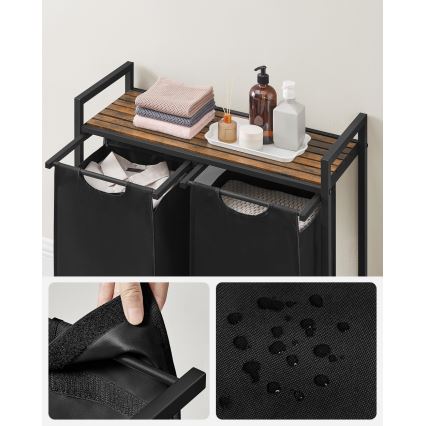 Cesto per biancheria REX 73x72x33 cm marrone/nero