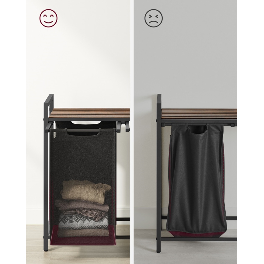 Cesto per biancheria REX 73x72x33 cm marrone/nero
