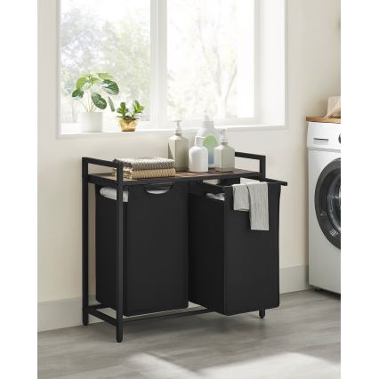 Cesto per biancheria REX 73x72x33 cm marrone/nero