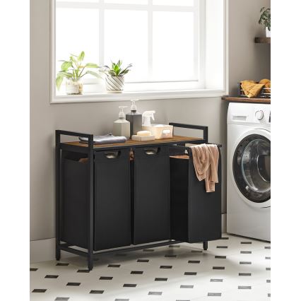 Cesto per biancheria REX marrone/nero