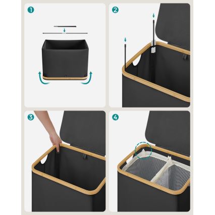 Cesto porta biancheria TATE nero