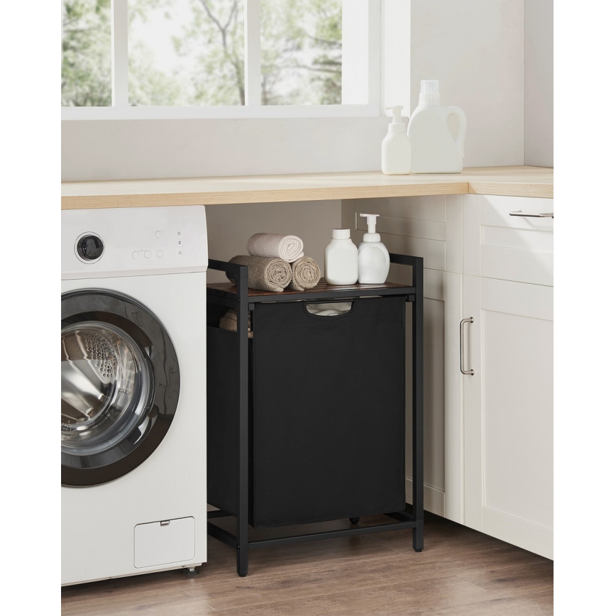 Cesto portabiancheria REX marrone/nero