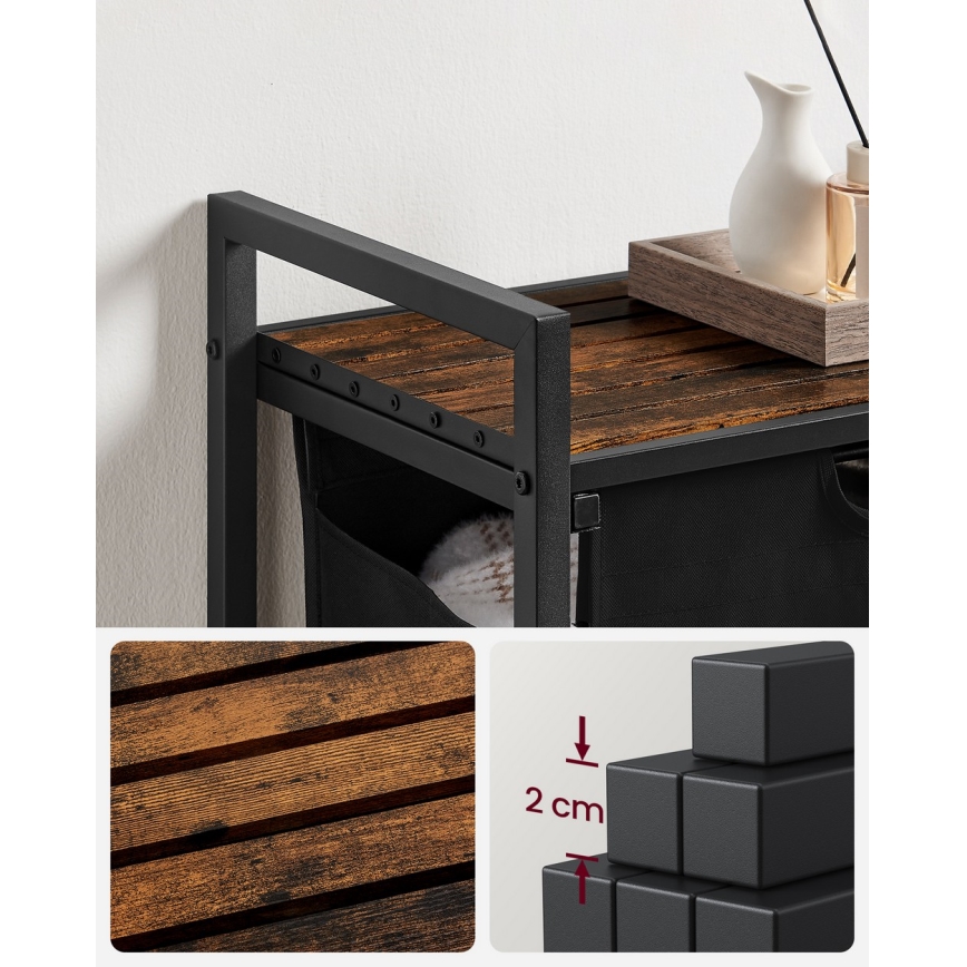 Cesto portabiancheria REX marrone/nero