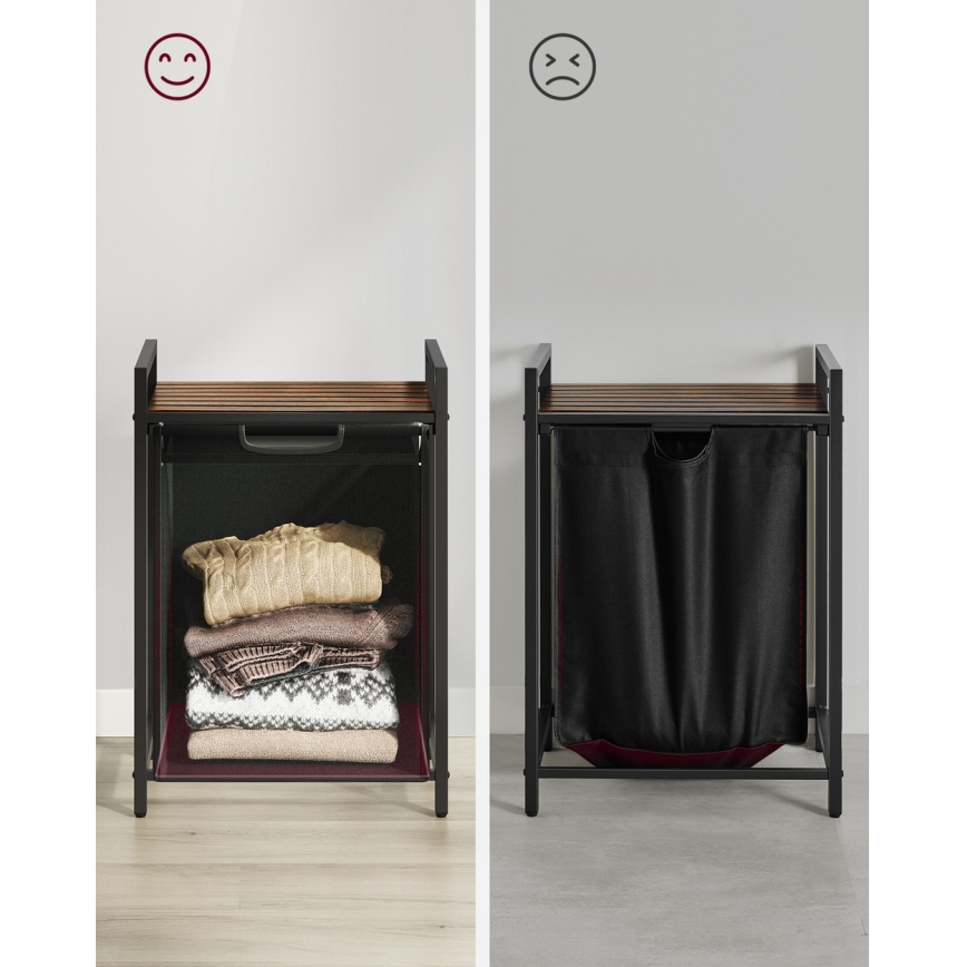 Cesto portabiancheria REX marrone/nero