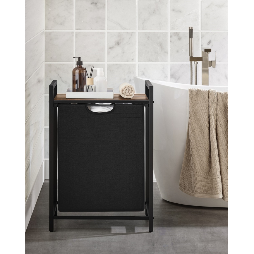 Cesto portabiancheria REX marrone/nero