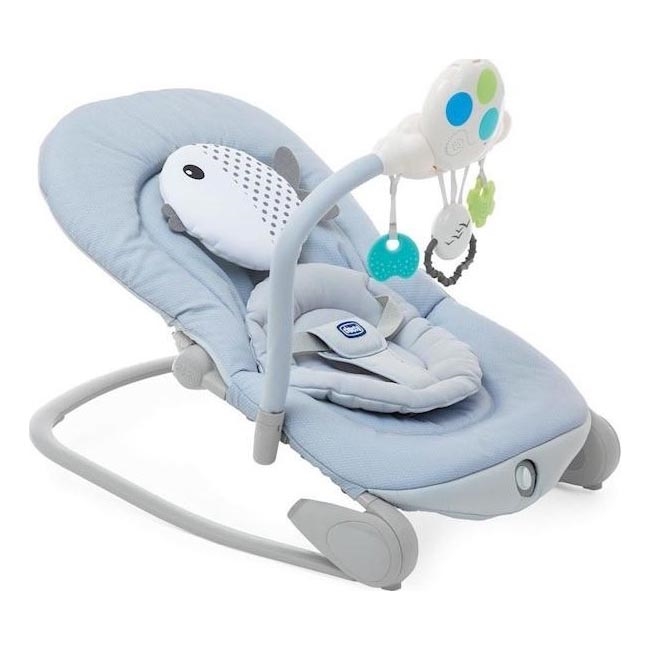 Chicco - Dondolo vibrante per bambini con melodia BALLOON Dots 2xAA + 1xLR20 blu