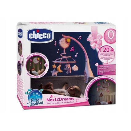 Chicco - Lettino mobile con melodia 3in1  NEXT2DREAMS 3xAA rosa