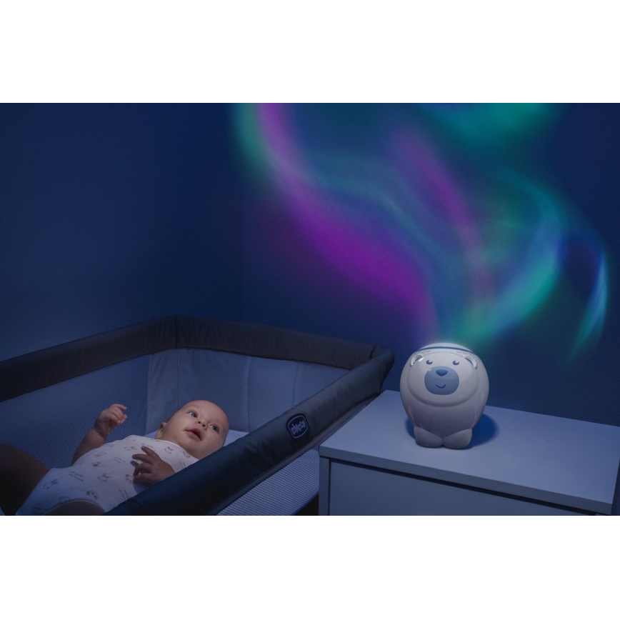 Chicco - Proiettore per bambini 2in1 POLAR BEAR 3xAA blu