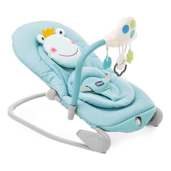 Chicco - Sdraietta vibrante per bambini con melodia BALLOON Froggy 2xAA + 1xLR20 blu