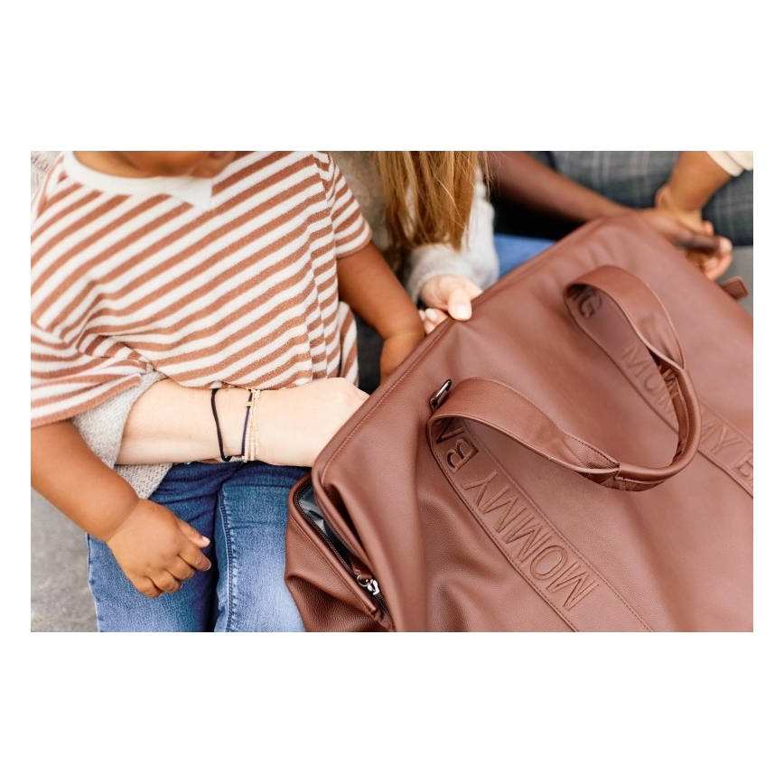 Childhome - Borsa fasciatoio MOMMY BAG LEATHER marrone