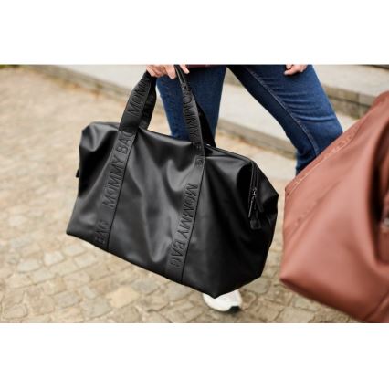 Childhome - Borsa fasciatoio MOMMY BAG LEATHER nero