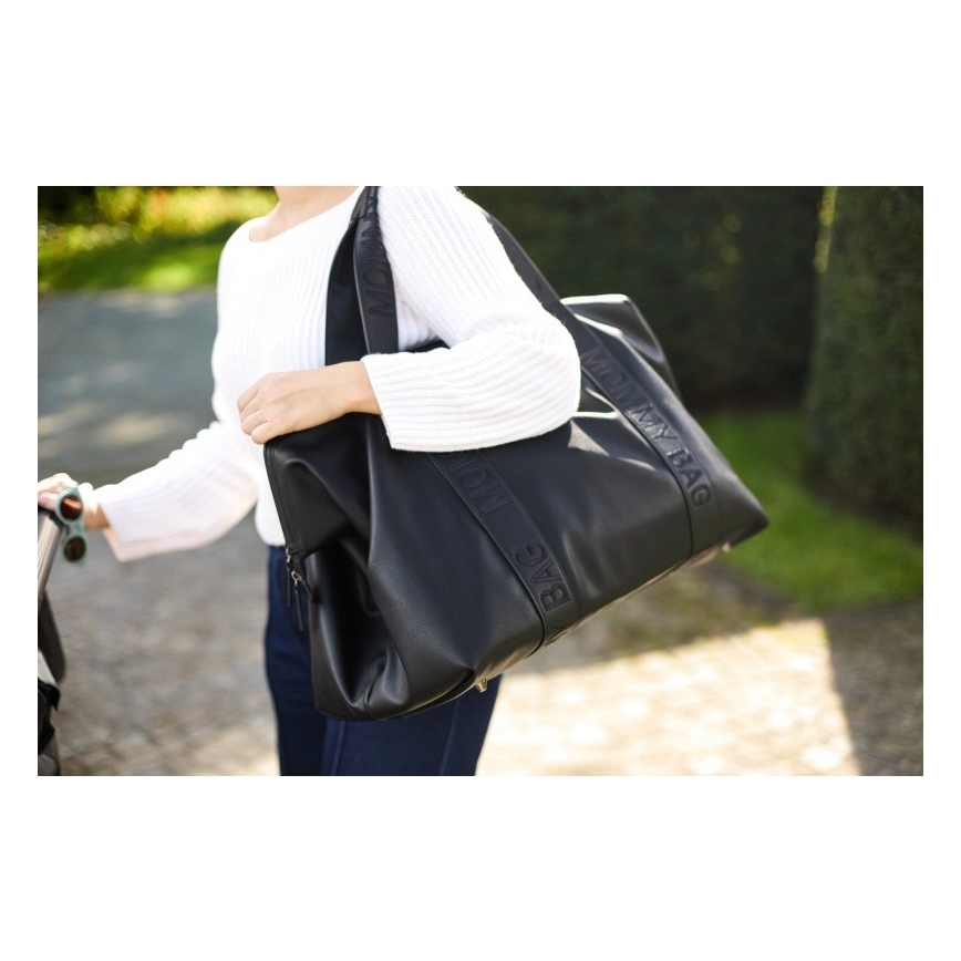Childhome - Borsa fasciatoio MOMMY BAG LEATHER nero