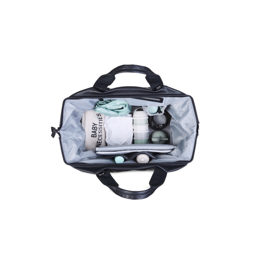 Childhome - Borsa fasciatoio MOMMY BAG LEATHER nero