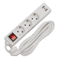 Ciabatta multipresa con interruttore, 3 prese SCHUKO, 2 porte USB-A e 1 porta USB-C, cavo 3 m, bianca