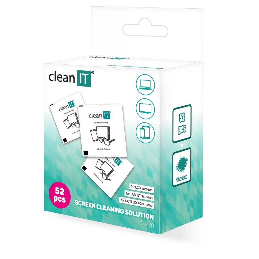 CLEAN IT CL-150 - Salviette umidificate per la pulizia singola 52 pz.