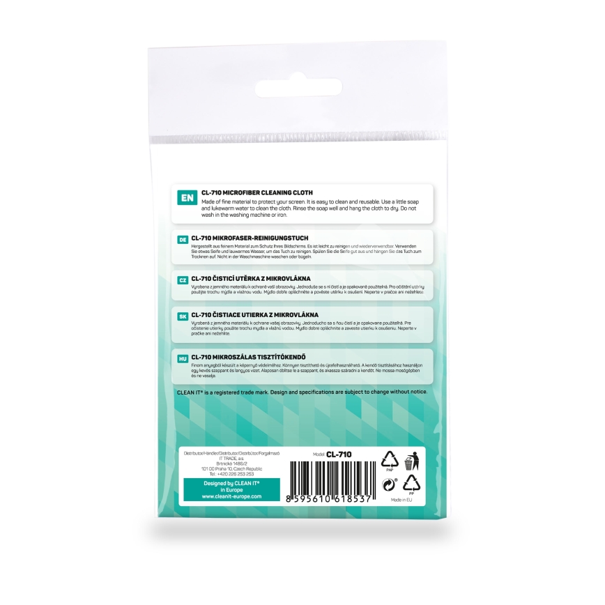 CLEAN IT CL-710 - Panno di pulizia in microfibra 19x19 cm blu